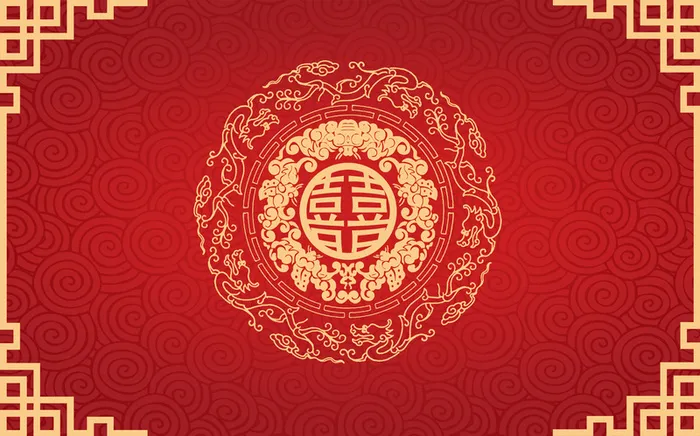 中式红色双喜喜庆婚礼背景素材高清