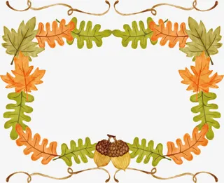 水彩树叶装饰框免抠