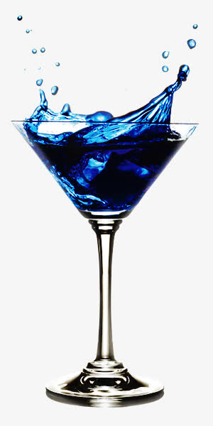 蓝色鸡尾酒酒杯免抠