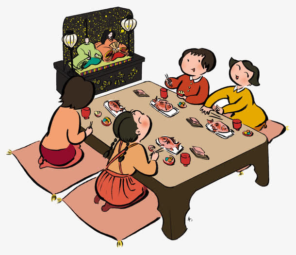 日本风格吃饭场景免抠