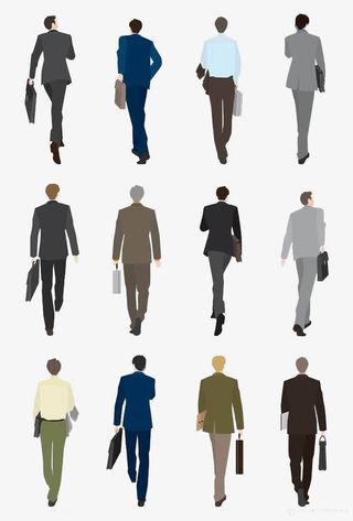 商务人物行走背影矢量图案免抠