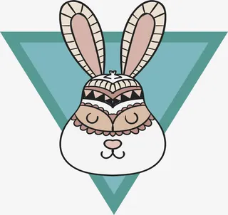 复古花纹兔子头像免抠