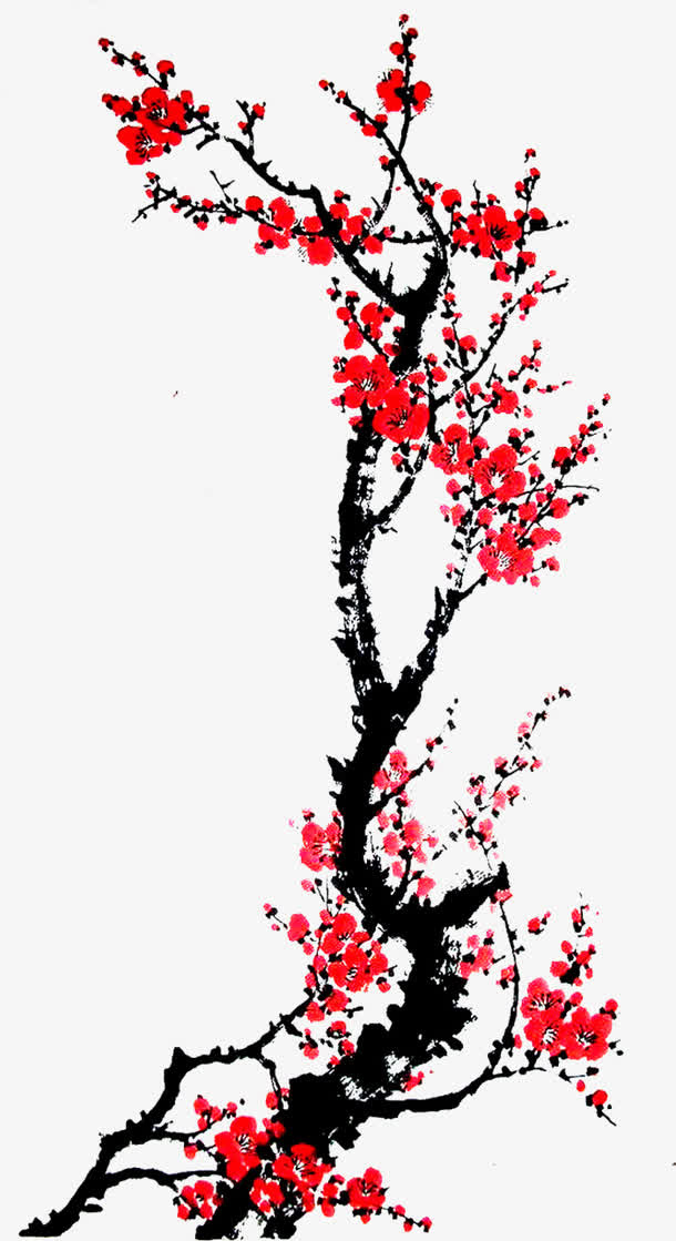 手绘中国风梅花素材免抠
