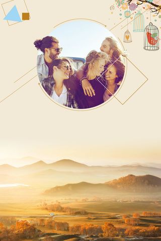 简约文艺田园旅行海报背景素材高清