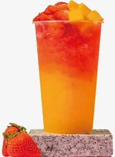 芒果草莓水果茶免抠