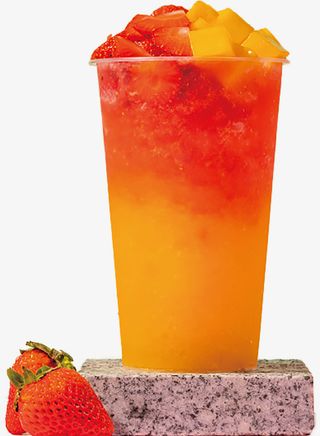 芒果草莓水果茶免抠