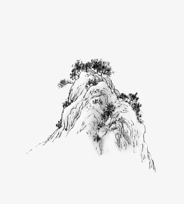 手绘高山免抠