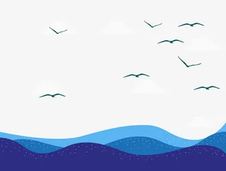 蓝色山峰大雁矢量图免抠