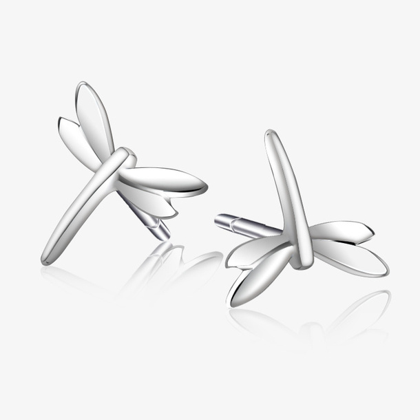 蜻蜓纯银耳钉免抠