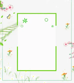 绿色清新花瓣装饰边框免抠