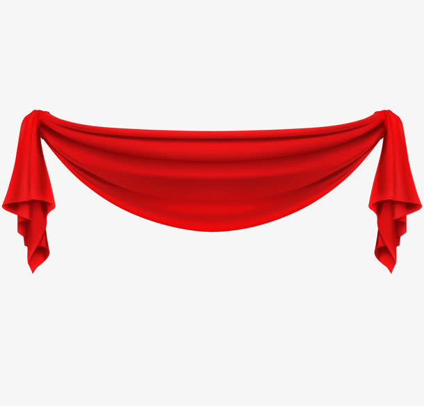 中国风红色海报丝带免抠