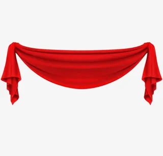 中国风红色海报丝带免抠