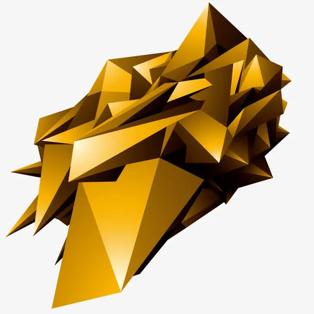 矢量金色棱形几何物体免抠