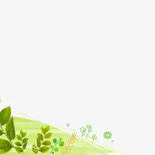 手绘水彩风格绿叶草地免抠