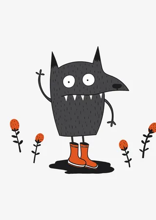 水彩大灰狼免抠