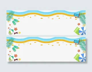 夏季海边清凉主题边框免抠