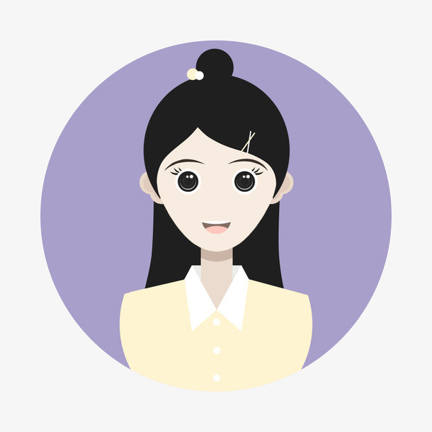 卡通扁平化女孩人物设计蹲免抠