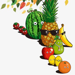 拟人水果排队免抠