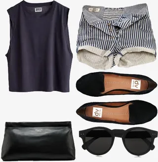 休闲条纹短裤免抠