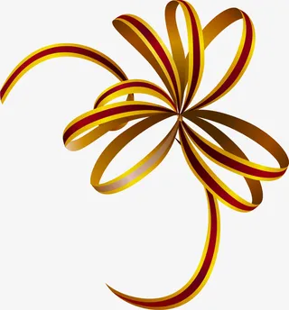 弯曲金色丝带免抠