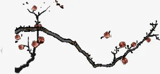 棕色中国风树叶花朵免抠