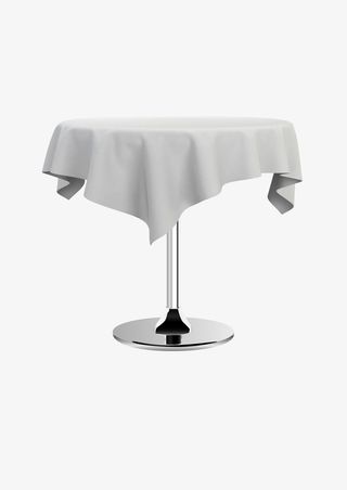 卡通手绘铺桌布的桌子免抠