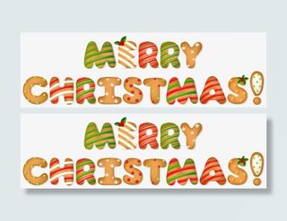 彩色圣诞节快乐英文字体免抠