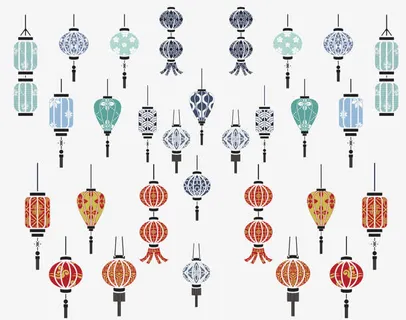 民族风灯笼插画免抠