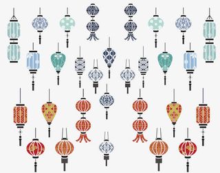 民族风灯笼插画免抠