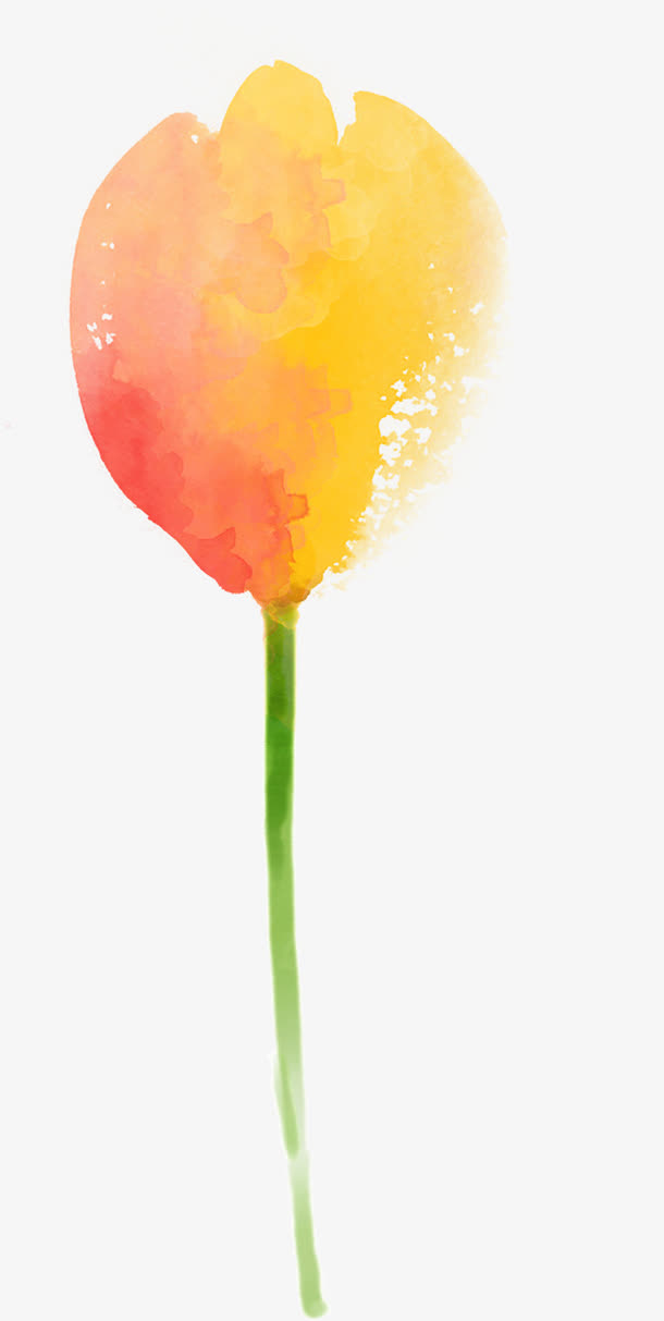 黄粉色水彩手绘花瓣免抠
