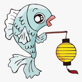 小鱼提灯笼矢量图免抠