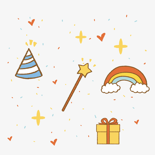 可爱生日涂鸦免抠