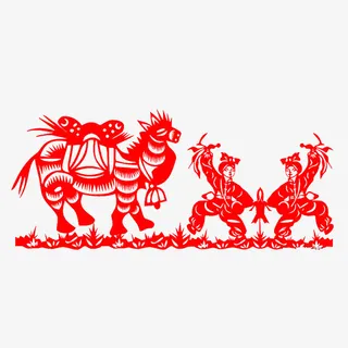 精彩陕北秧歌剪纸免扣图免抠