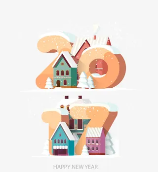 唯美2017年字体设计素材矢量免抠