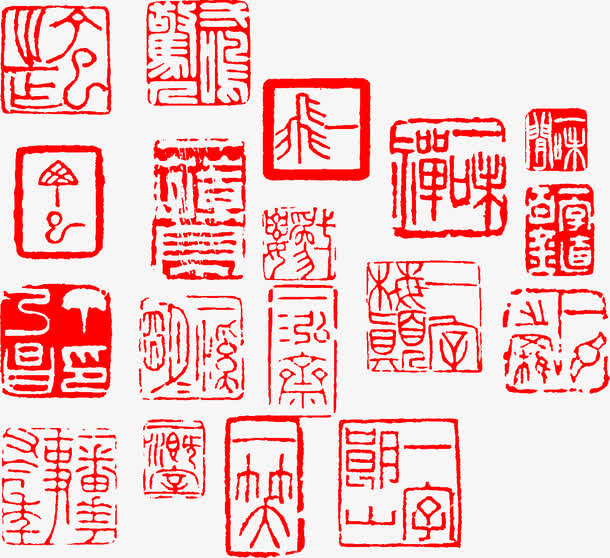 复古红色印章海报设计图免抠