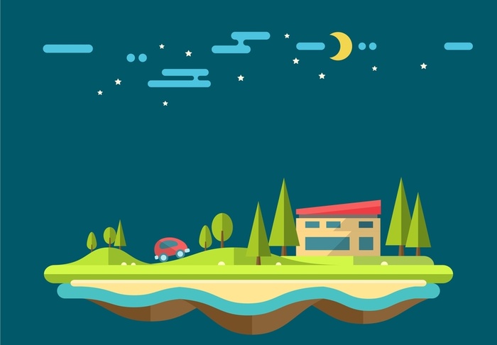 矢量扁平化自驾游风景背景高清