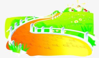 手绘卡通街道草地免抠