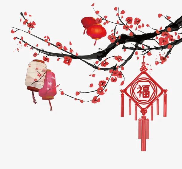 新年元素福和灯笼免抠
