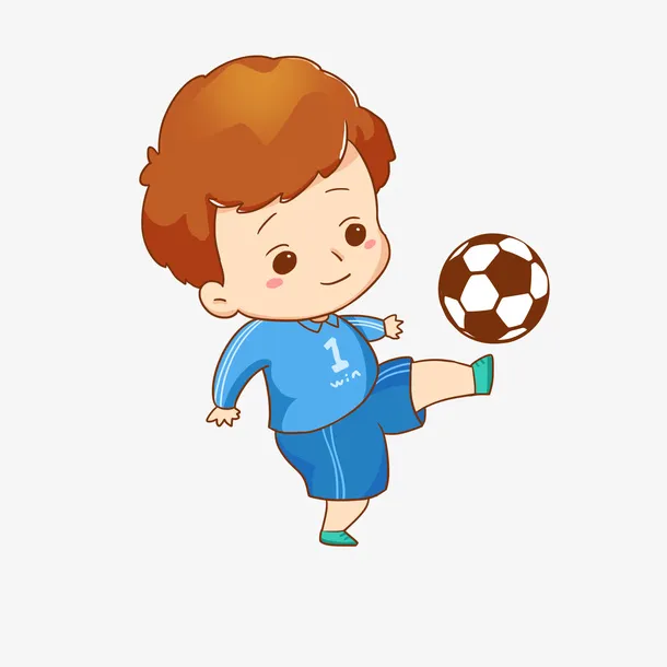 秋季运动会踢足球的小孩子PNG素材免抠