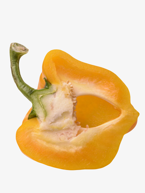 黄色美味被分开一半的黄灯笼椒实免抠