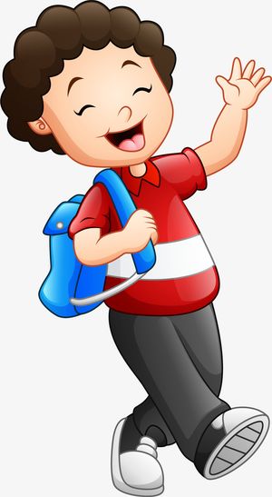 卡通开学季背书包学生教师节插画免抠