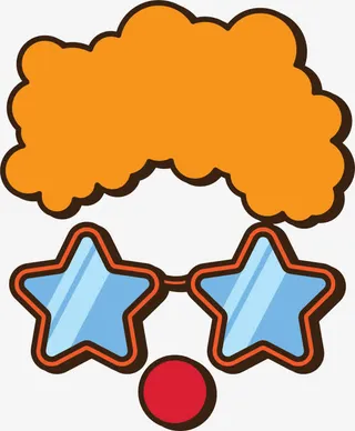 卡通星星眼镜小丑免抠