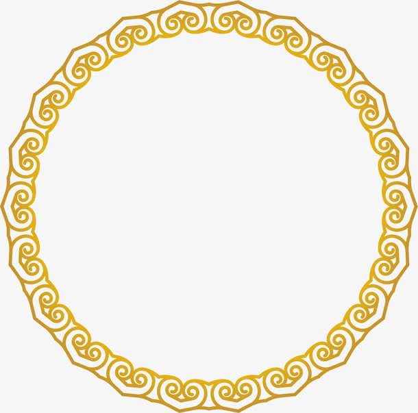 手绘金色花纹免抠