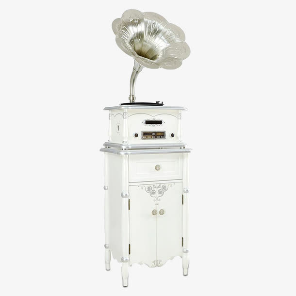 银色喇叭留音机免抠