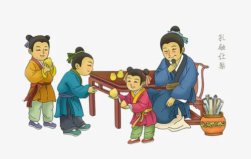 传统美德典故插画-孔融让梨免抠