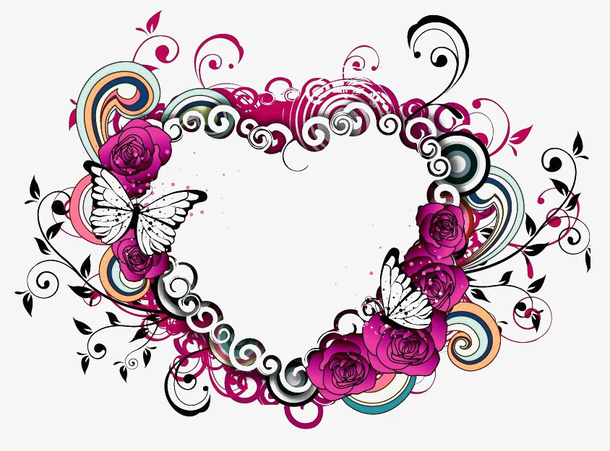 爱心情侣相框免抠