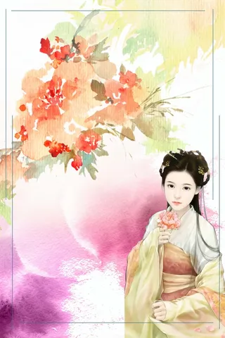 中国风水彩晕染汉服文化宣传高清