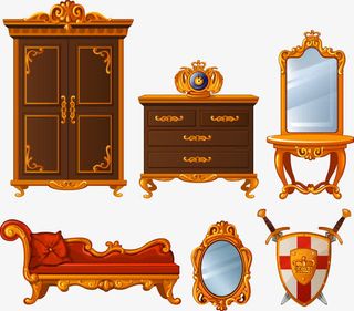 矢量欧式家具盾牌宝剑免抠