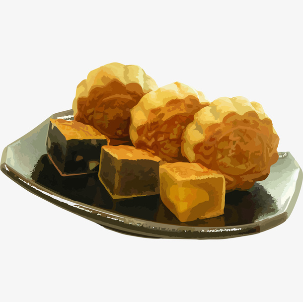 实物一盘中秋月饼免抠