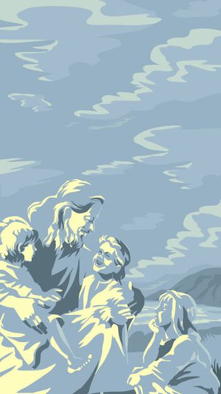 开心听故事的儿童免抠